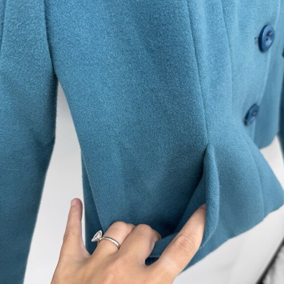 Spense Turquoise Blue Felt Soft Blazer Jacket Ruffle Y2k Size Large - Picture 4 of 9